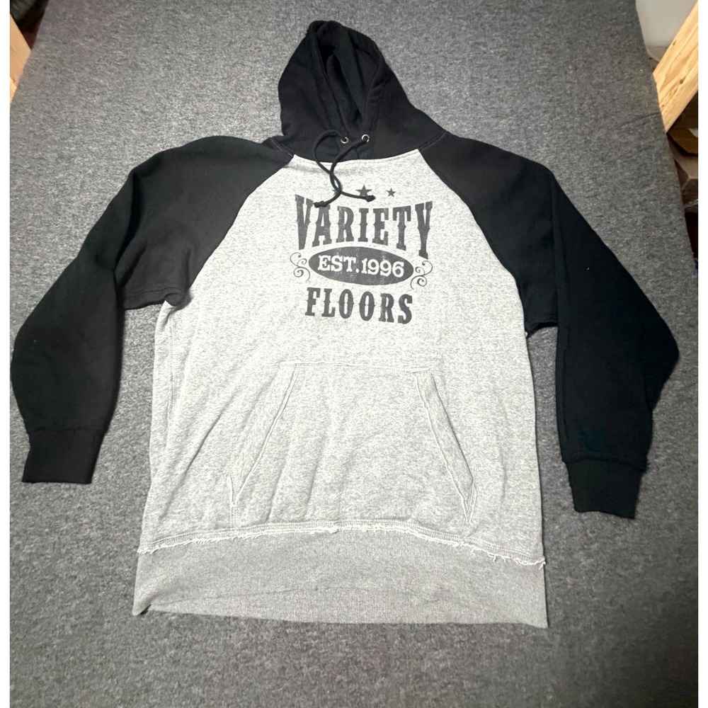 J. America Hoodie Men's Large Gray Black Variety Floors Graphic Print Drawstring